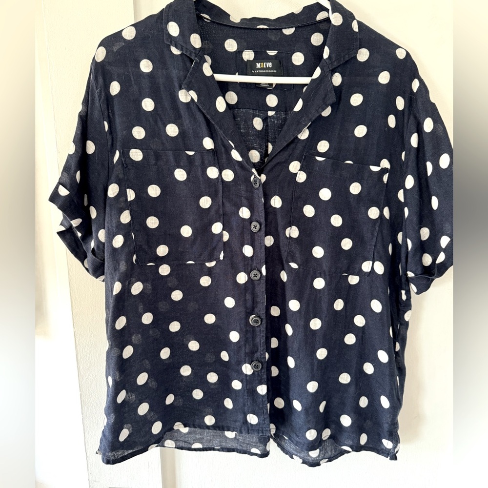 Maeve by Anthropologie short sleeve linen top